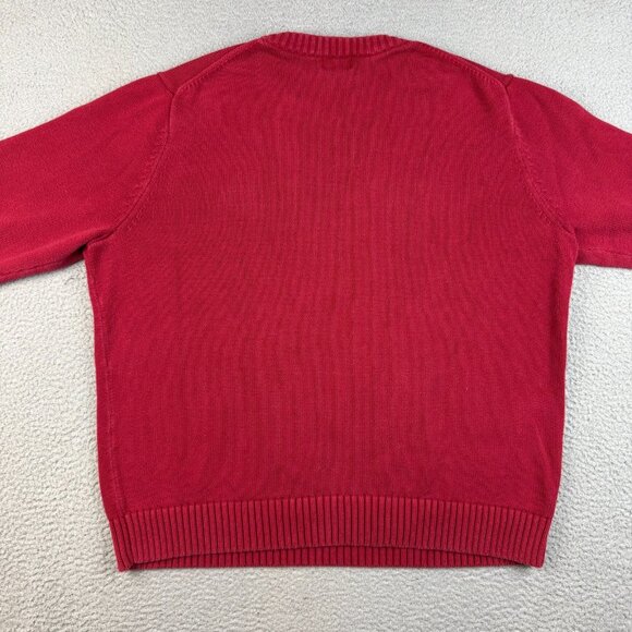 Vintage L.L. Bean Cotton Sweater Men's 2XL Red Crew Neck Classic Heavy Pullover - Picture 5 of 6